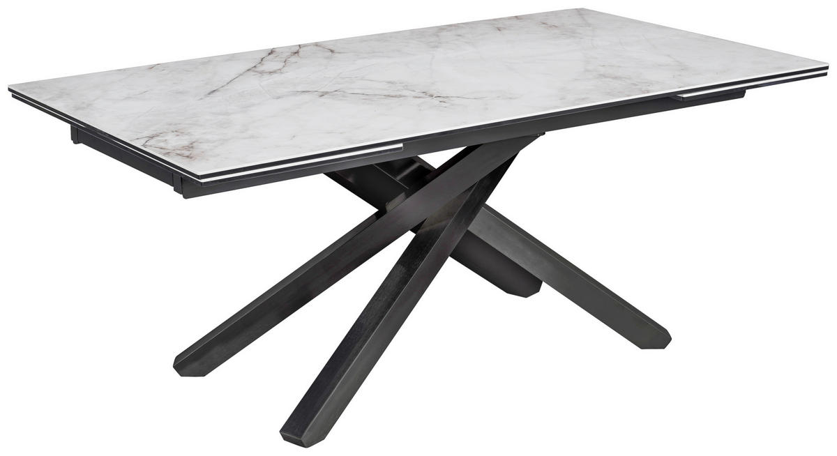 MATBORD svart, vit rektangulär  utdragbar  - vit/svart, Design, metall/glas (180-280/76/98cm) - Novel