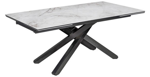 ESSTISCH in Metall, Glas, Keramik 180-280/98/76 cm  - Schwarz/Weiß, Design, Glas/Keramik (180-280/98/76cm) - Novel