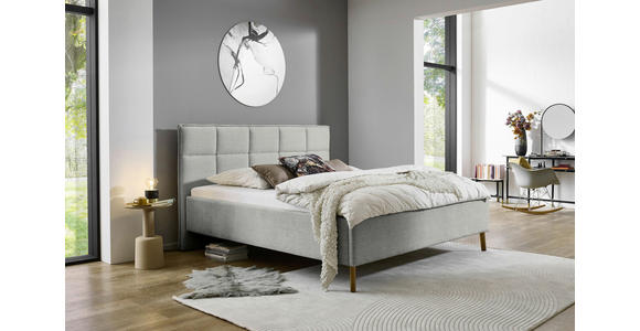 POLSTERBETT 180/200 cm in Hellgrau - Eichefarben/Hellgrau, Design, Holz/Textil (180/200cm) - Xora