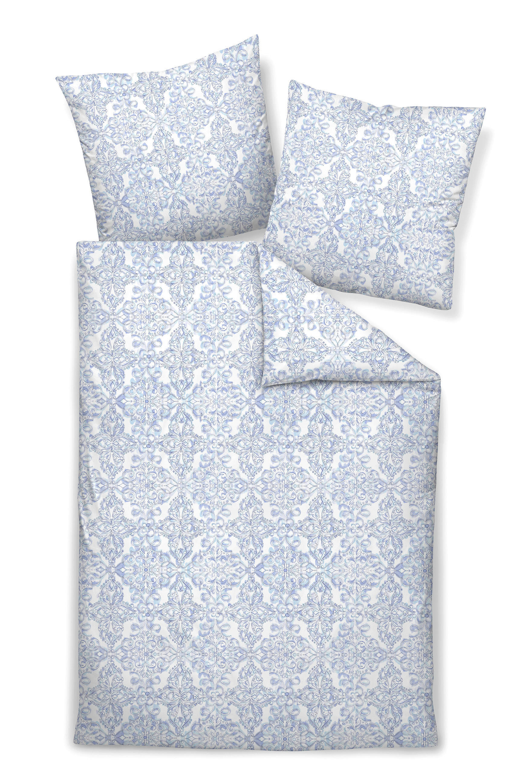 BETTWÄSCHE Makosatin 135/200 cm  - Blau/Weiß, Basics, Textil (135/200cm) - Janine