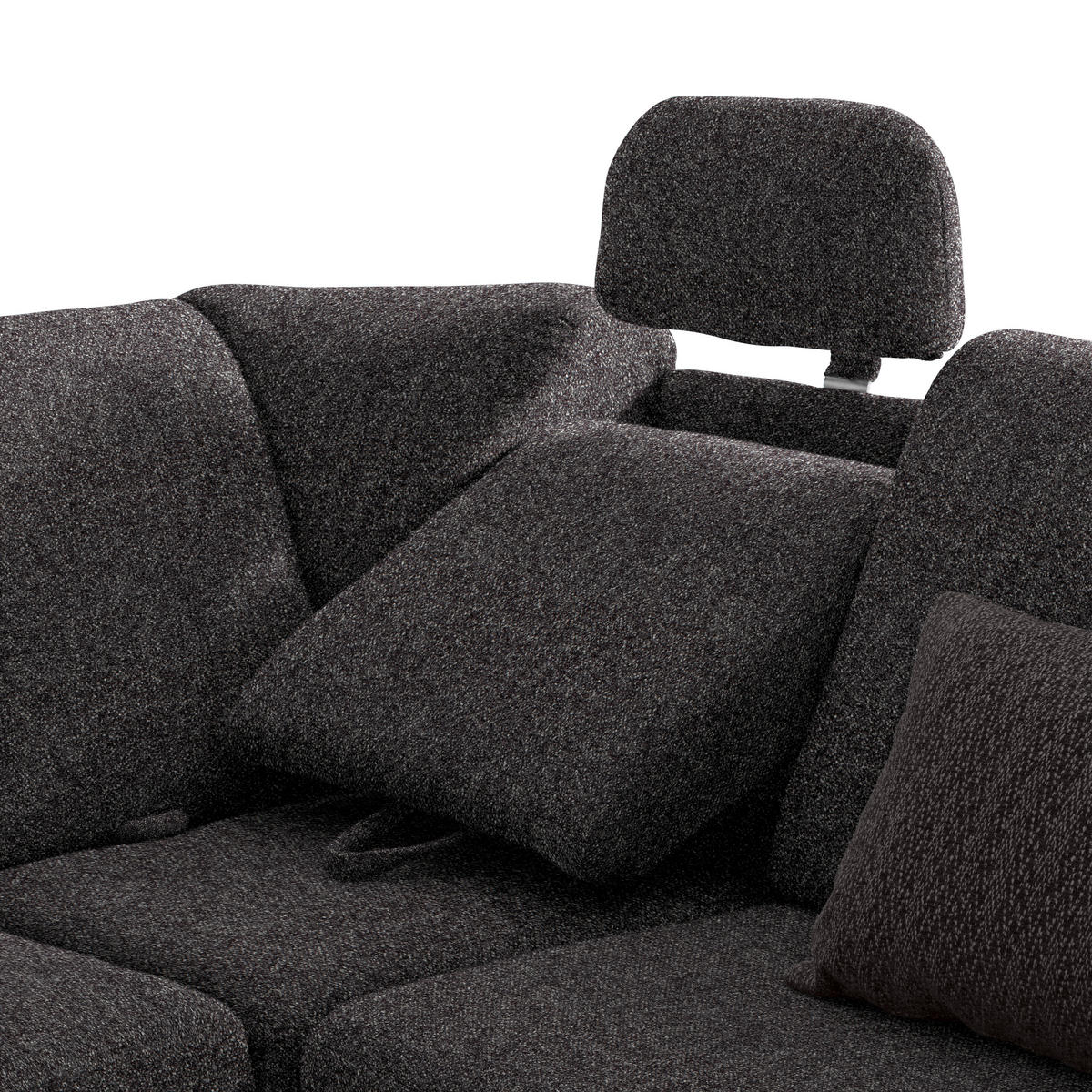 WOHNLANDSCHAFT in Chenille Dunkelbraun  - Dunkelbraun/Alufarben, KONVENTIONELL, Kunststoff/Textil (158/322/236cm) - Sedda