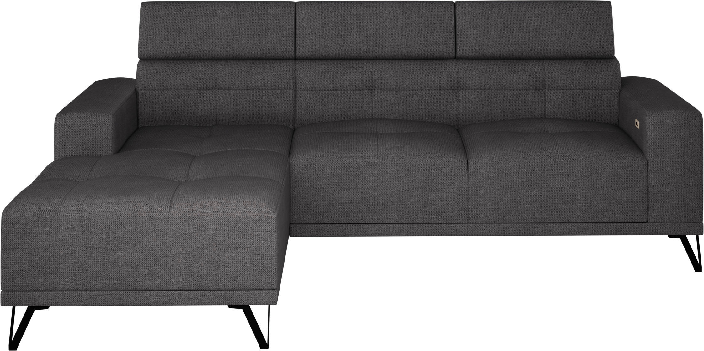 ECKSOFA Anthrazit Chenille  - Anthrazit/Schwarz, KONVENTIONELL, Textil/Metall (178/264cm) - Hom`in