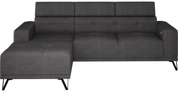 ECKSOFA Anthrazit Chenille - Anthrazit/Schwarz, KONVENTIONELL, Textil/Metall (178/264cm) - Hom`in