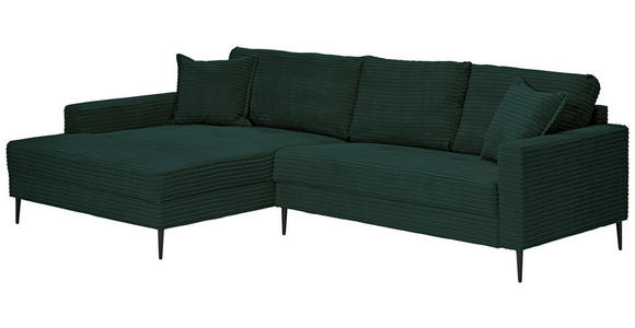 ECKSOFA  in Cord Dunkelgrün  173/276 cm  - Dunkelgrün/Schwarz, KONVENTIONELL, Textil/Metall (173/276cm) - Carryhome