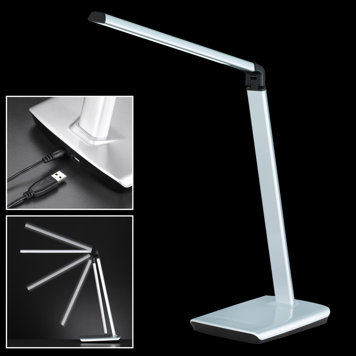 LED-SCHREIBTISCHLEUCHTE - Silberfarben, Basics, Metall (20/16/79cm) - Fischer & Honsel