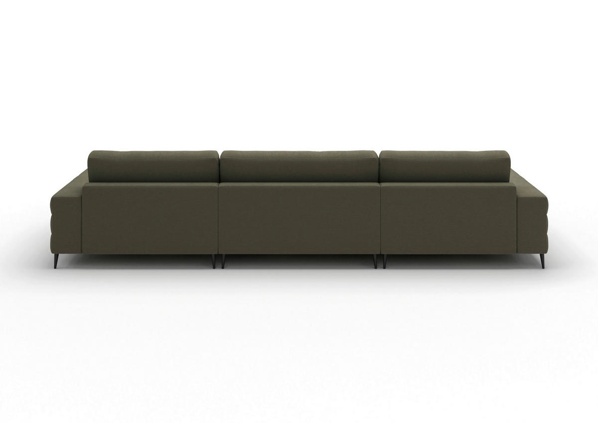 WOHNLANDSCHAFT Badia Base Olivgrün Feincord  - Schwarz/Olivgrün, Design, Textil/Metall (177/376/177cm) - Dieter Knoll
