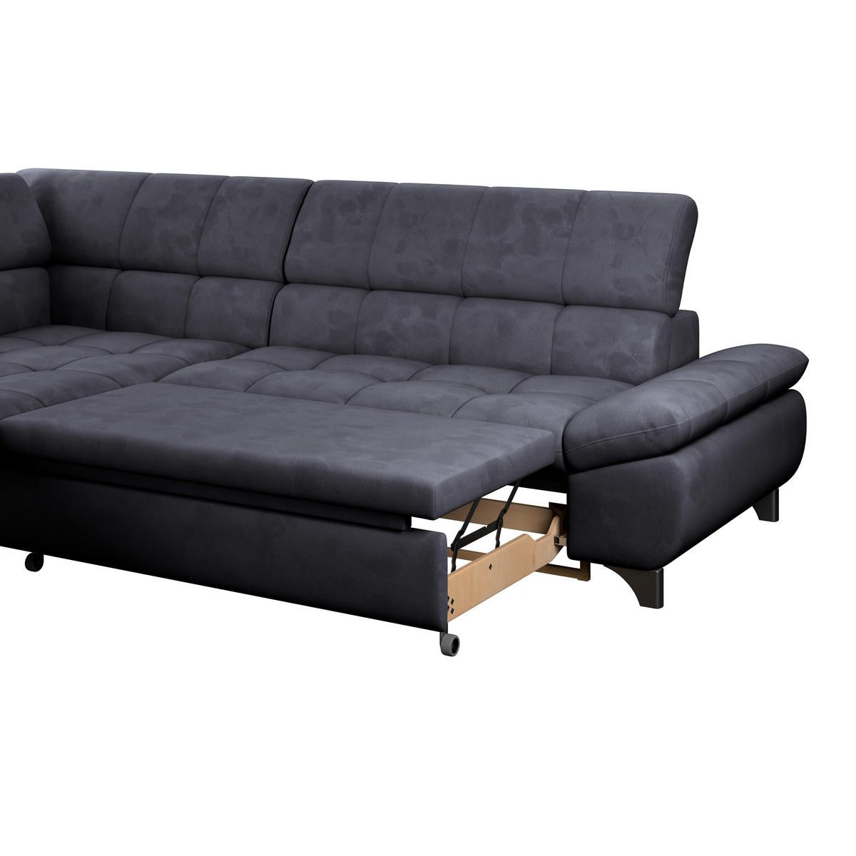 ECKSOFA Dunkelblau Chenille  - Chromfarben/Dunkelblau, KONVENTIONELL, Textil/Metall (234/312cm) - Livetastic