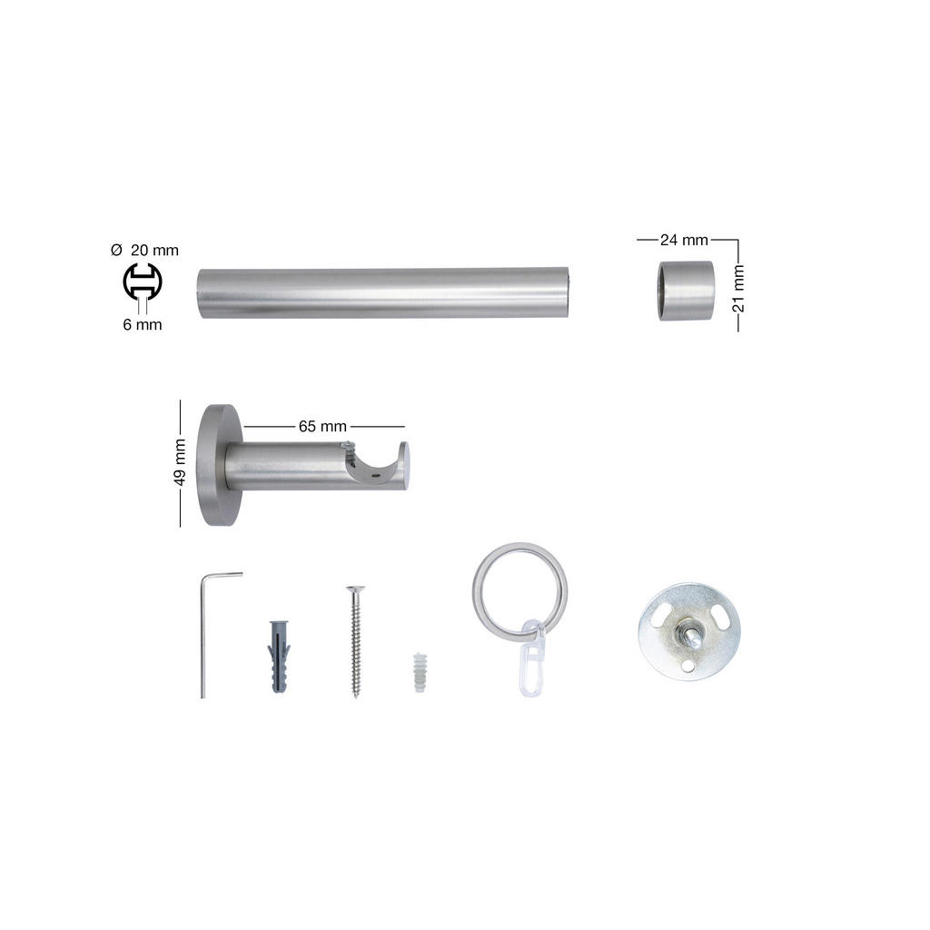 Thumbnail - Vorhangstangenset Cap, Edelstahl, Metall, 48-teilig, 380 cm, Wohntextilien, Gardinen & Vorhänge, Gardinen-Stangen