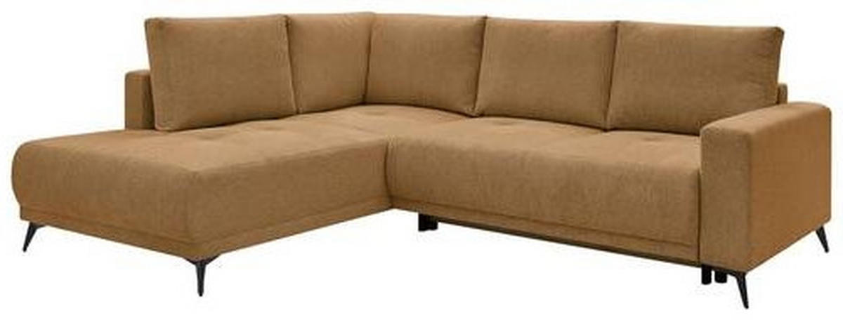 ECKSOFA RAFAEL Rostfarben Struktur Rückenkissen, Bettkasten  - Rostfarben/Schwarz, Design, Textil/Metall (218/269cm) - P & B