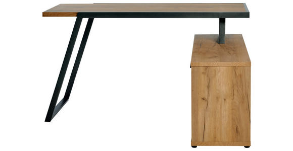 ECKSCHREIBTISCH 140/120/75 cm in Eichefarben - Eichefarben/Anthrazit, KONVENTIONELL, Holzwerkstoff/Metall (140/120/75cm) - Novel