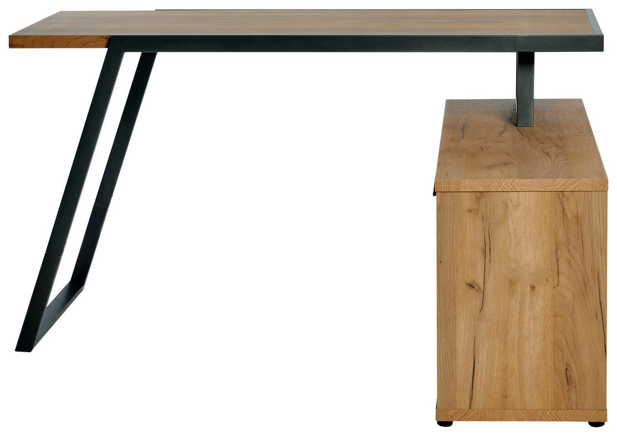 ECKSCHREIBTISCH 140/120/75 cm  in Eichefarben  - Eichefarben/Anthrazit, KONVENTIONELL, Holzwerkstoff/Metall (140/120/75cm) - Novel