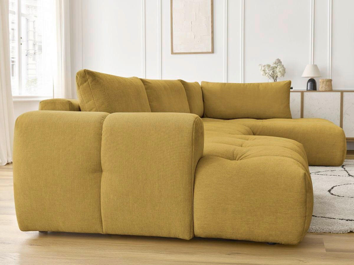 WOHNLANDSCHAFT  FUJI  Gelb Leinenoptik  - Gelb/Schwarz, MODERN, Kunststoff/Textil (160/377/204cm)