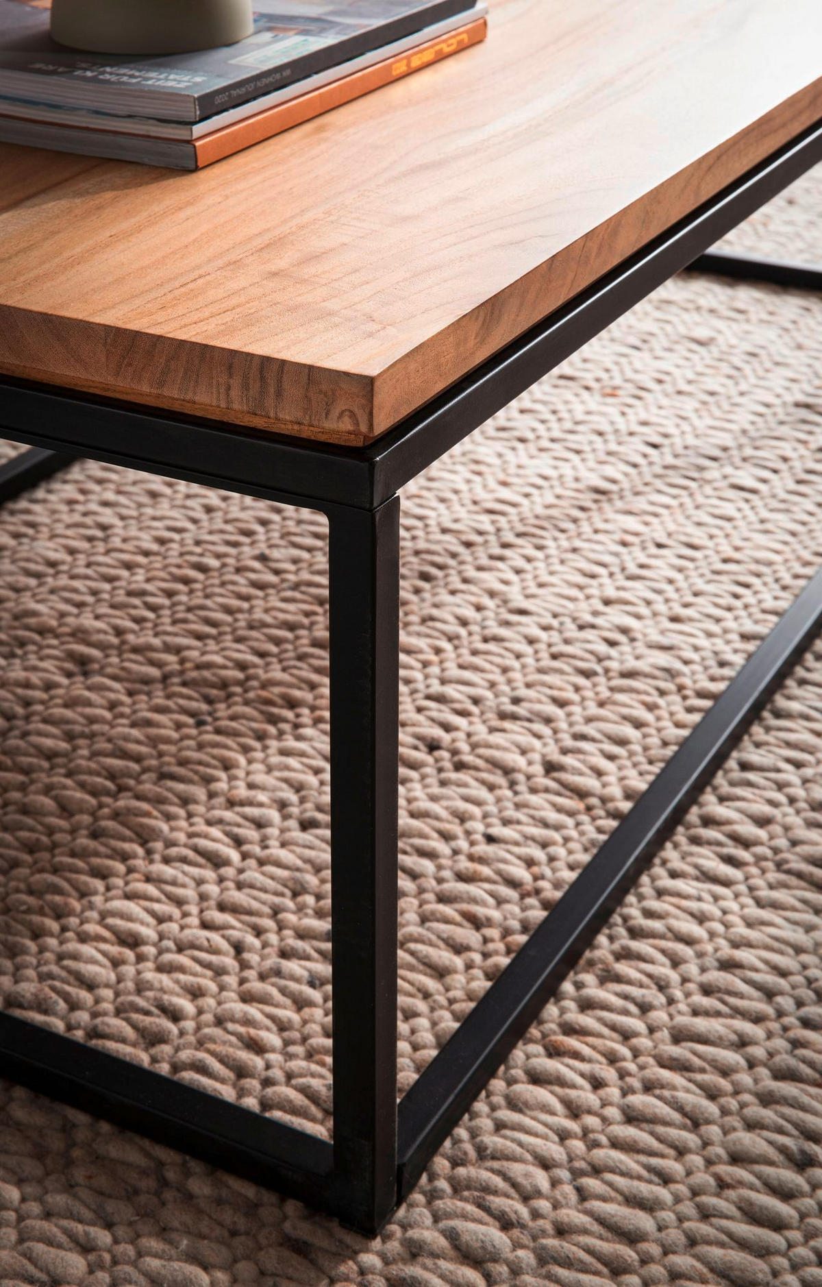 COUCHTISCH in Holz 120/60/40 cm  - Schwarz/Akaziefarben, Design, Holz/Metall (120/60/40cm) - Livetastic