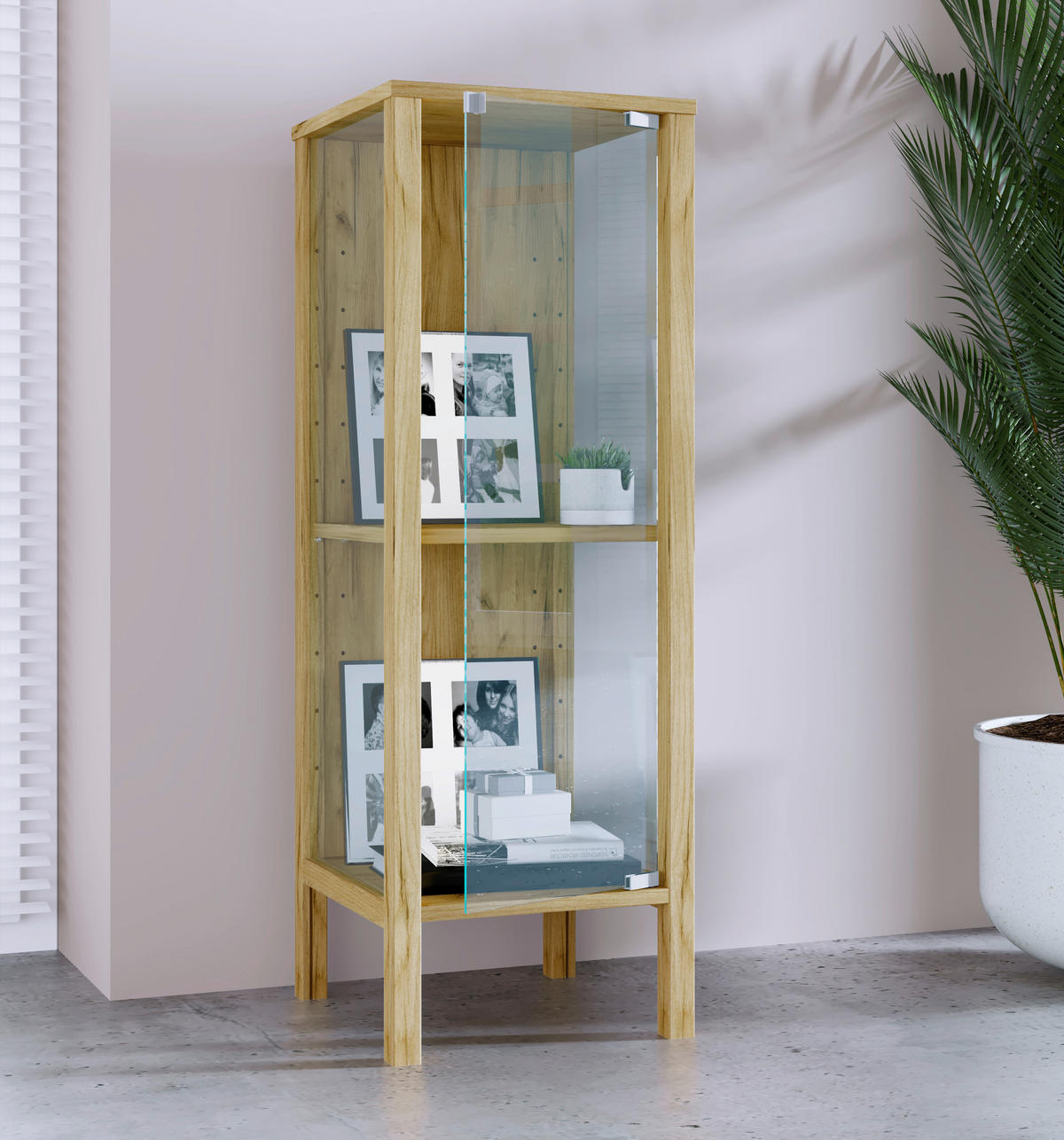 VITRÍNA, čiré, medový dub, 33/98/35 cm - černá/čiré, Design, kompozitní dřevo/plast (33/98/35cm) - Livetastic
