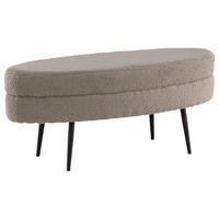 HOCKERBANK 100/41/40 cm Teddystoff Greige Metall  - Greige/Schwarz, Design, Textil/Metall (100/41/40cm) - Livetastic