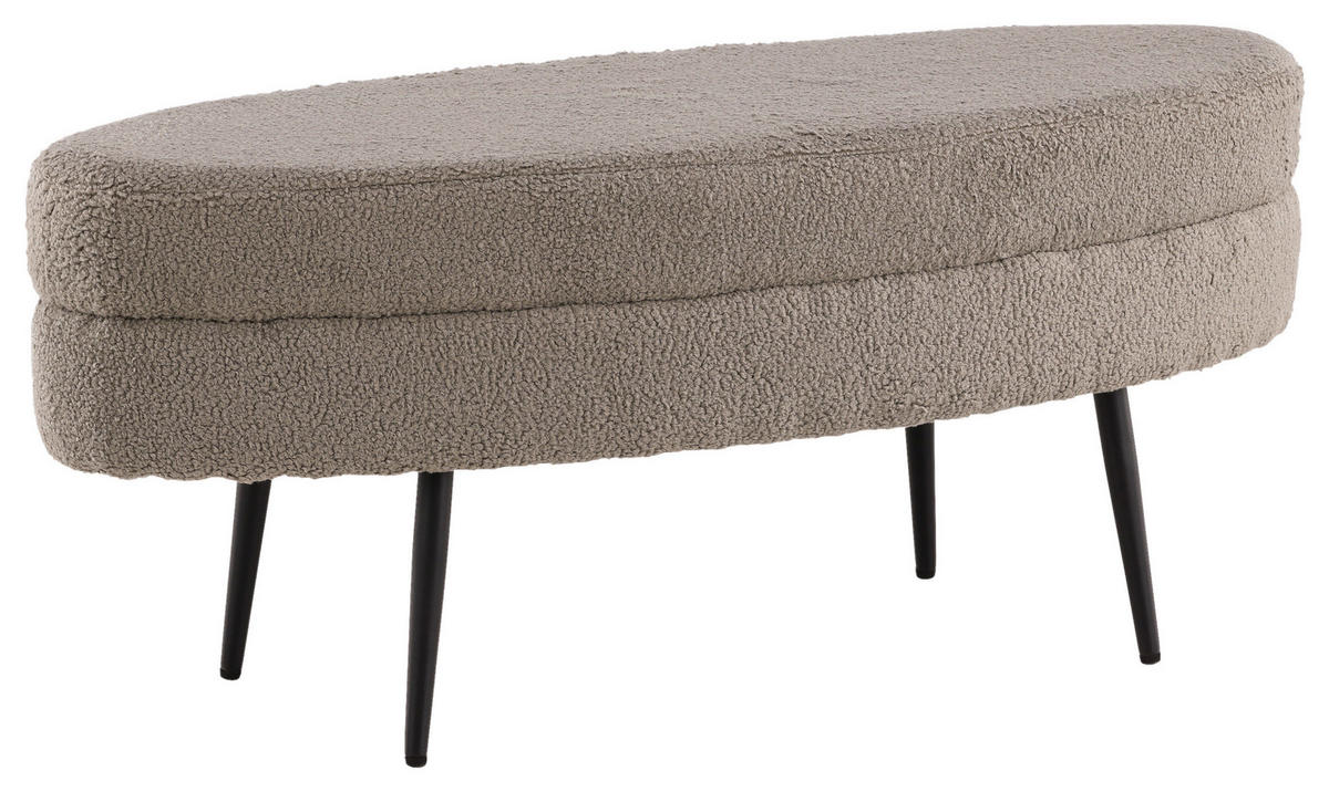 HOCKERBANK 100/41/40 cm Teddystoff Greige Metall  - Greige/Schwarz, Design, Textil/Metall (100/41/40cm) - Livetastic