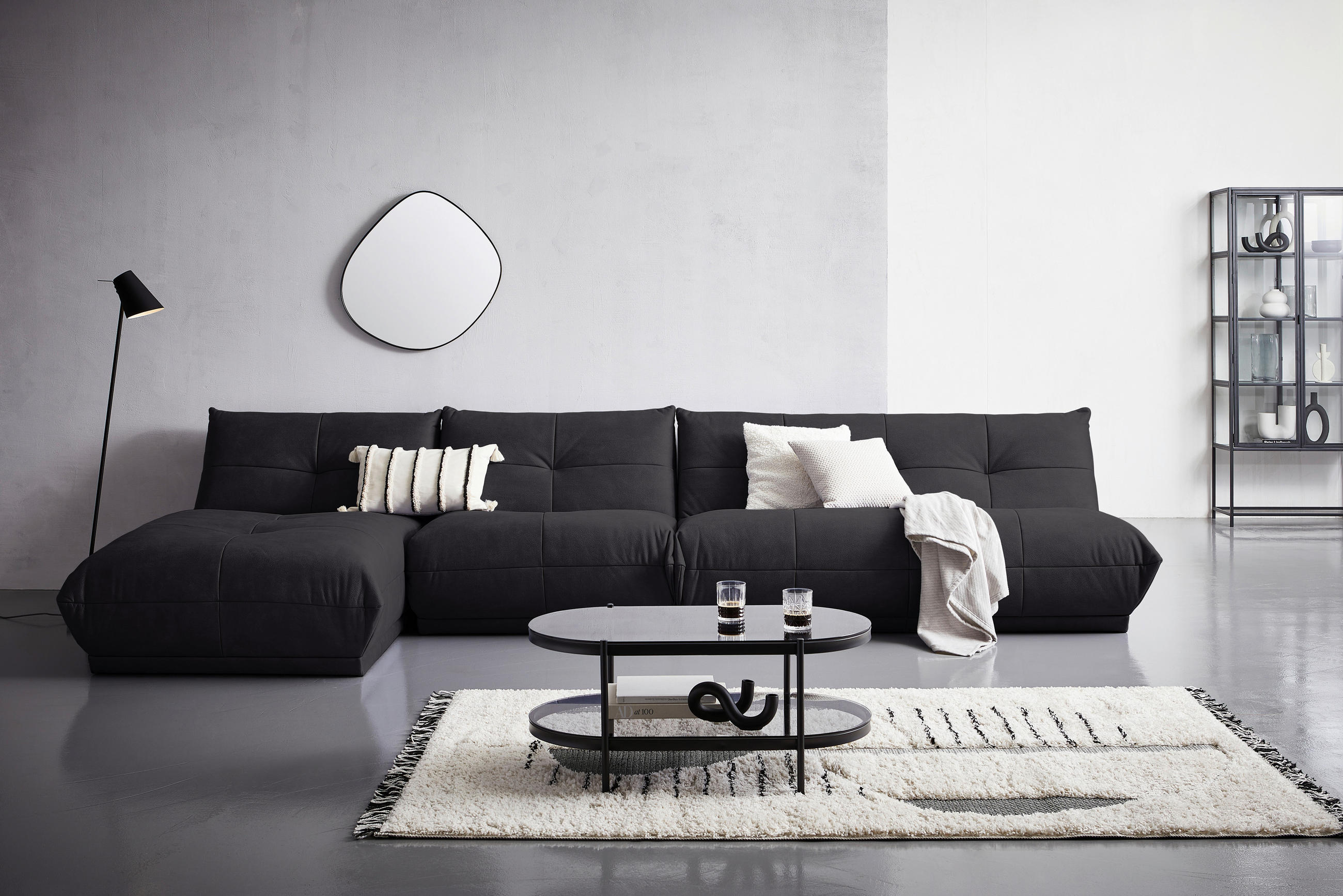 SOFAELEMENT Lederlook Schwarz  - Schwarz, Trend, Textil (105/80/112cm) - Livetastic