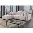 ECKSOFA in Velours Hellgrau  - Chromfarben/Hellgrau, KONVENTIONELL, Kunststoff/Textil (195/293cm) - Carryhome