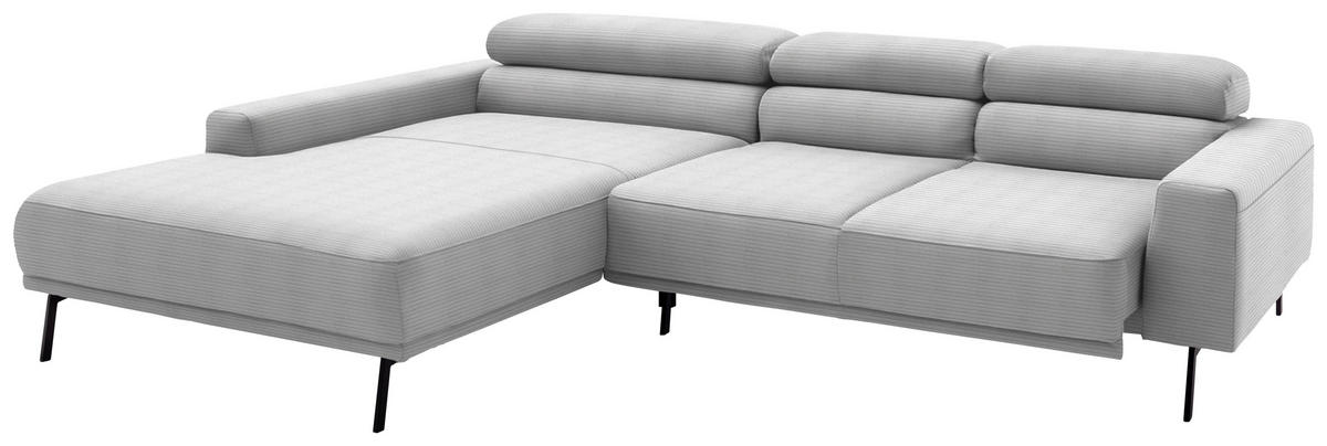 ECKSOFA Cord Hellgrau  - Hellgrau/Schwarz, Design, Textil/Metall (215-217/293cm) - Schöner Wohnen