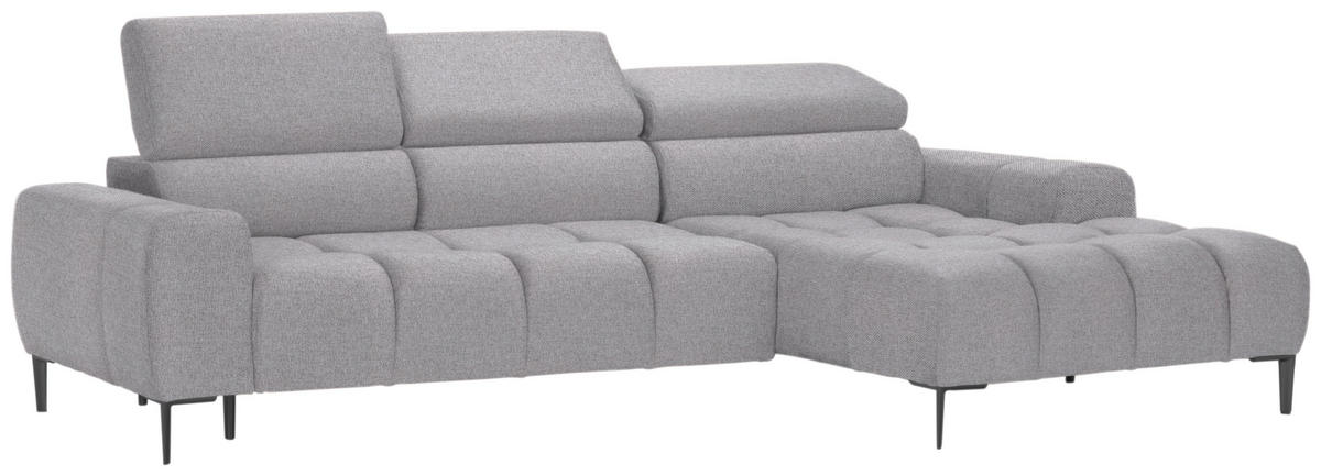 ECKSOFA in Webstoff Hellgrau  - Hellgrau/Schwarz, Design, Textil/Metall (270/177cm) - Welnova