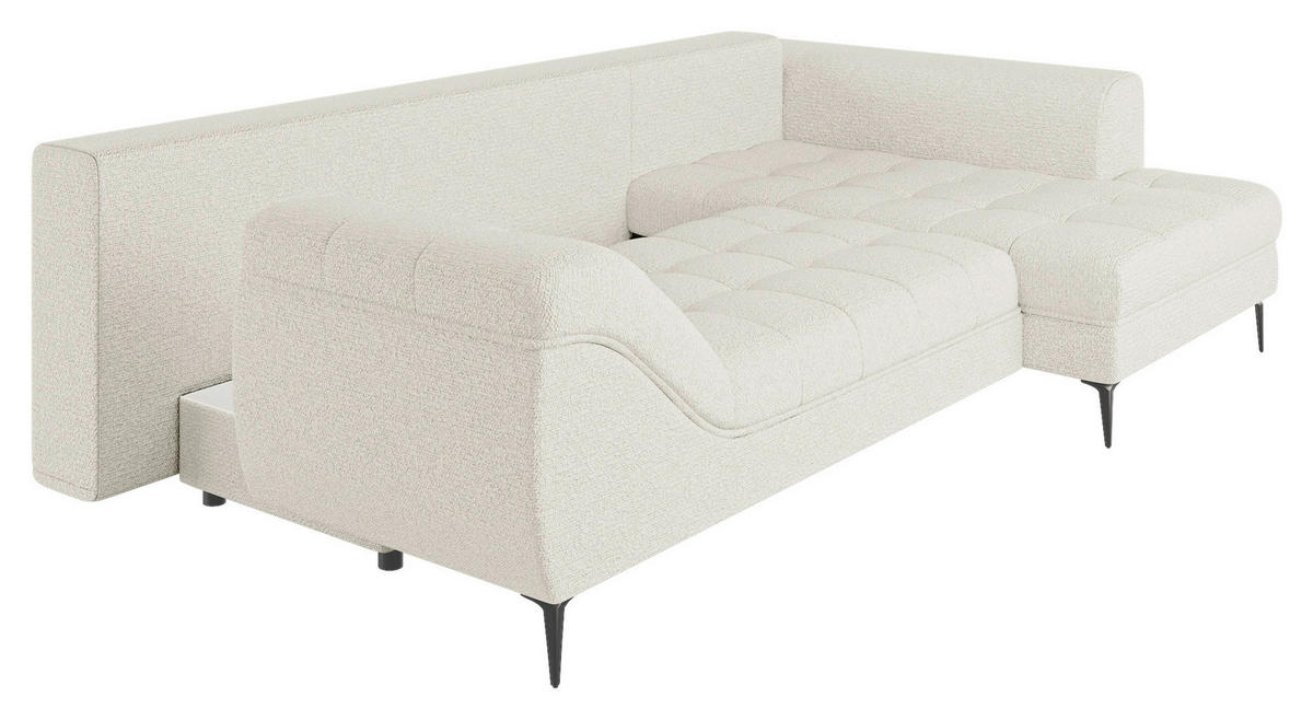 ECKSOFA Creme Struktur, Bouclé  - Creme/Schwarz, Design, Textil (177/276cm) - MID.YOU