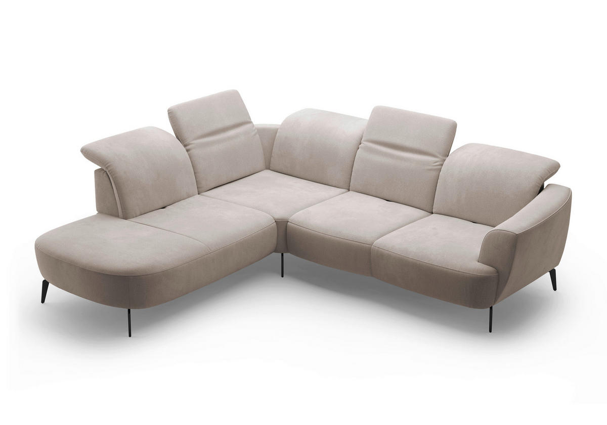 ECKSOFA in Flachgewebe Greige  267/300 cm  - Greige/Schwarz, KONVENTIONELL, Textil/Metall (267/300cm) - Sit & More