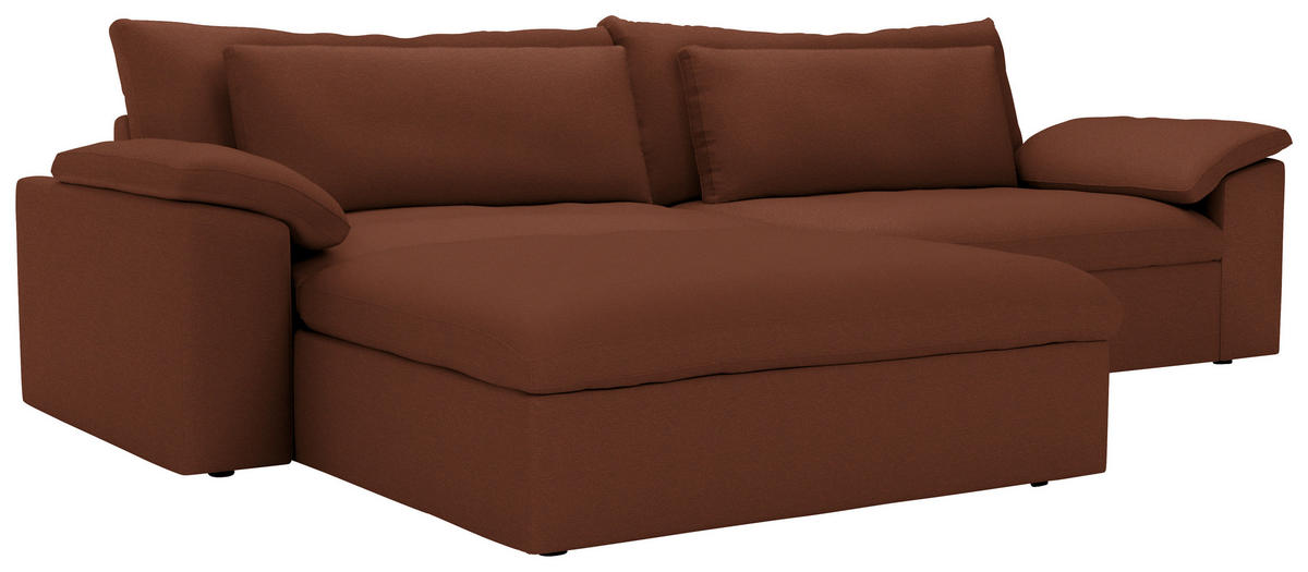 ECKSOFA  Chenille Rostfarben  - Rostfarben/Schwarz, Modern, Kunststoff/Textil (198/306cm) - Carryhome