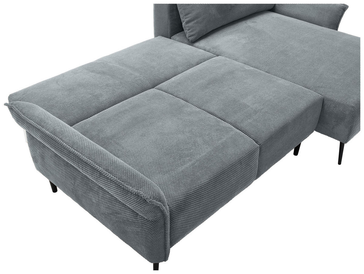 ECKSOFA in Chenille Grau  - Schwarz/Grau, Konventionell, Textil/Metall (255/164cm) - Carryhome