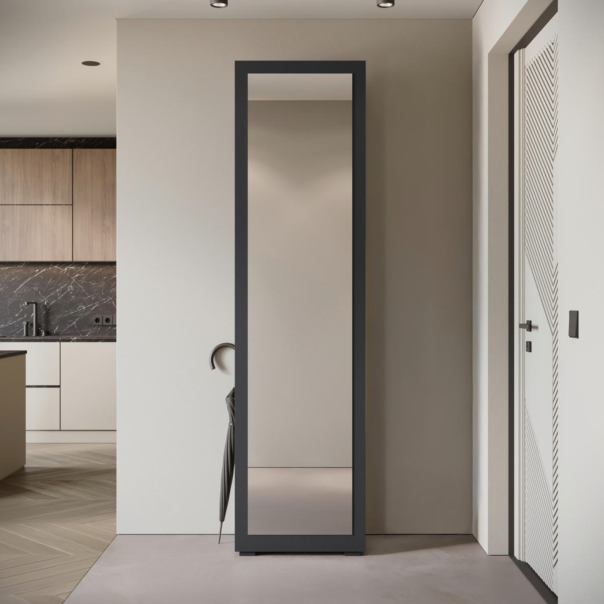GARDEROBE 2-teilig  in 50/190/35 cm  - Schwarz, Basics, Holzwerkstoff (50/190/35cm) - P & B