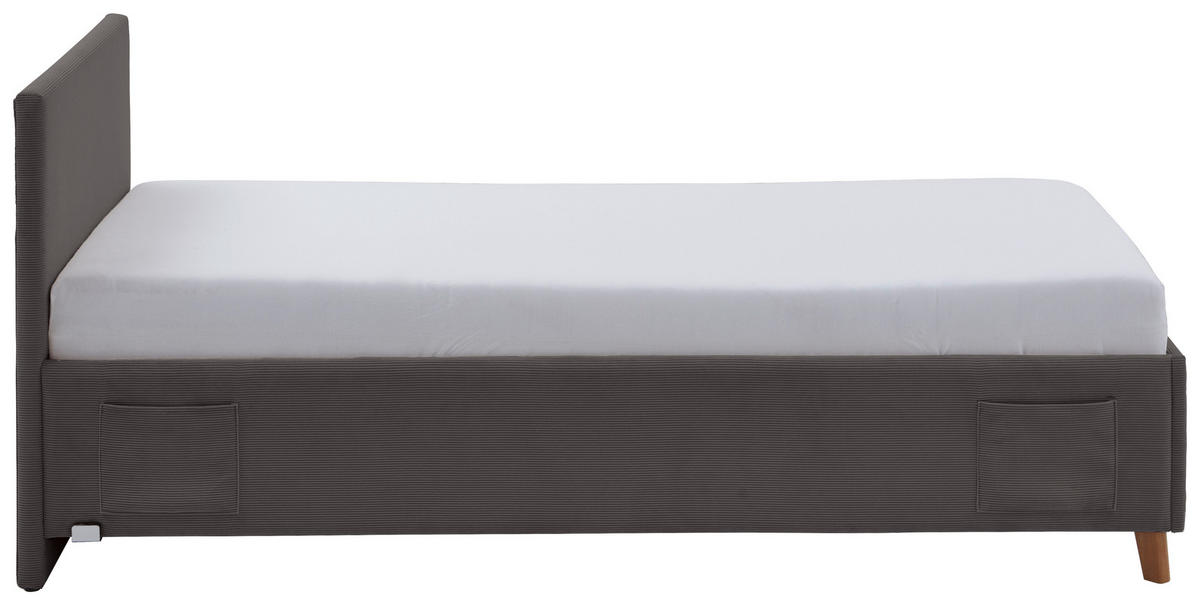 POLSTERBETT 90/200 cm  in Anthrazit  - Eichefarben/Anthrazit, KONVENTIONELL, Holz/Textil (90/200cm) - Stylife