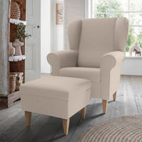 SESSELSET Struktur Beige  - Beige/Naturfarben, Konventionell, Holz/Textil (80/102/86cm) - Livetastic