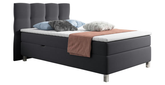 BOXBETT 120/200 cm  in Dunkelgrau  - Dunkelgrau/Alufarben, KONVENTIONELL, Kunststoff/Textil (120/200cm) - Carryhome