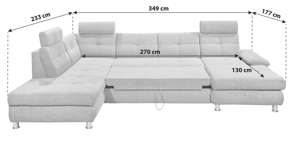 WOHNLANDSCHAFT in Webstoff Silberfarben  - Silberfarben, Modern, Kunststoff/Textil (233/349/177cm) - MID.YOU