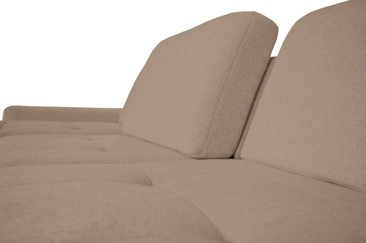 ECKSOFA ALMA in Chenille Beige  191/285 cm  - Beige/Schwarz, Design, Textil/Metall (191/285cm) - Livetastic