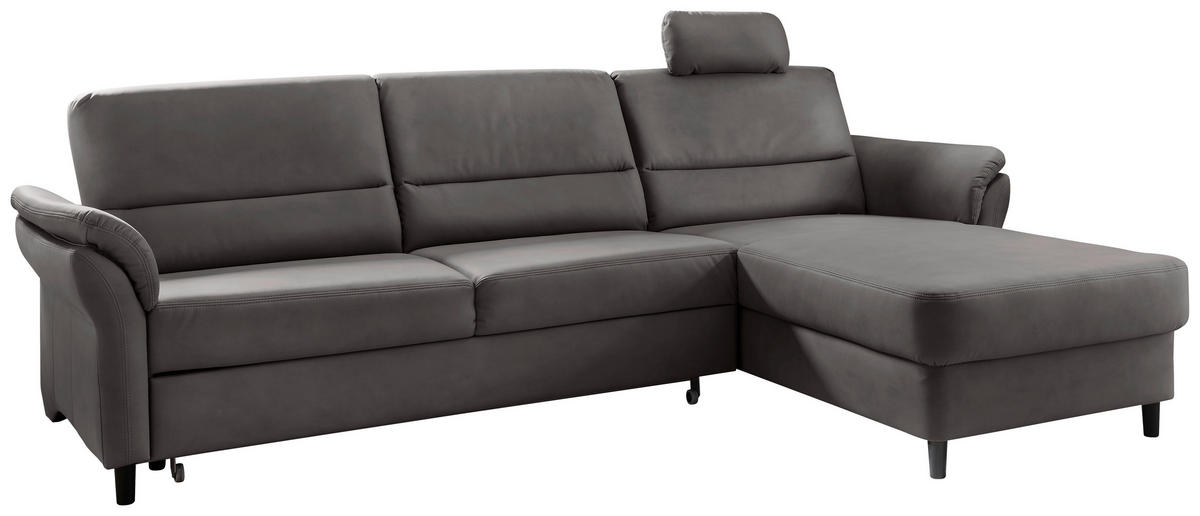 ECKSOFA in Lederlook Anthrazit  - Anthrazit/Schwarz, MODERN, Holz/Textil (279/176cm) - Livetastic