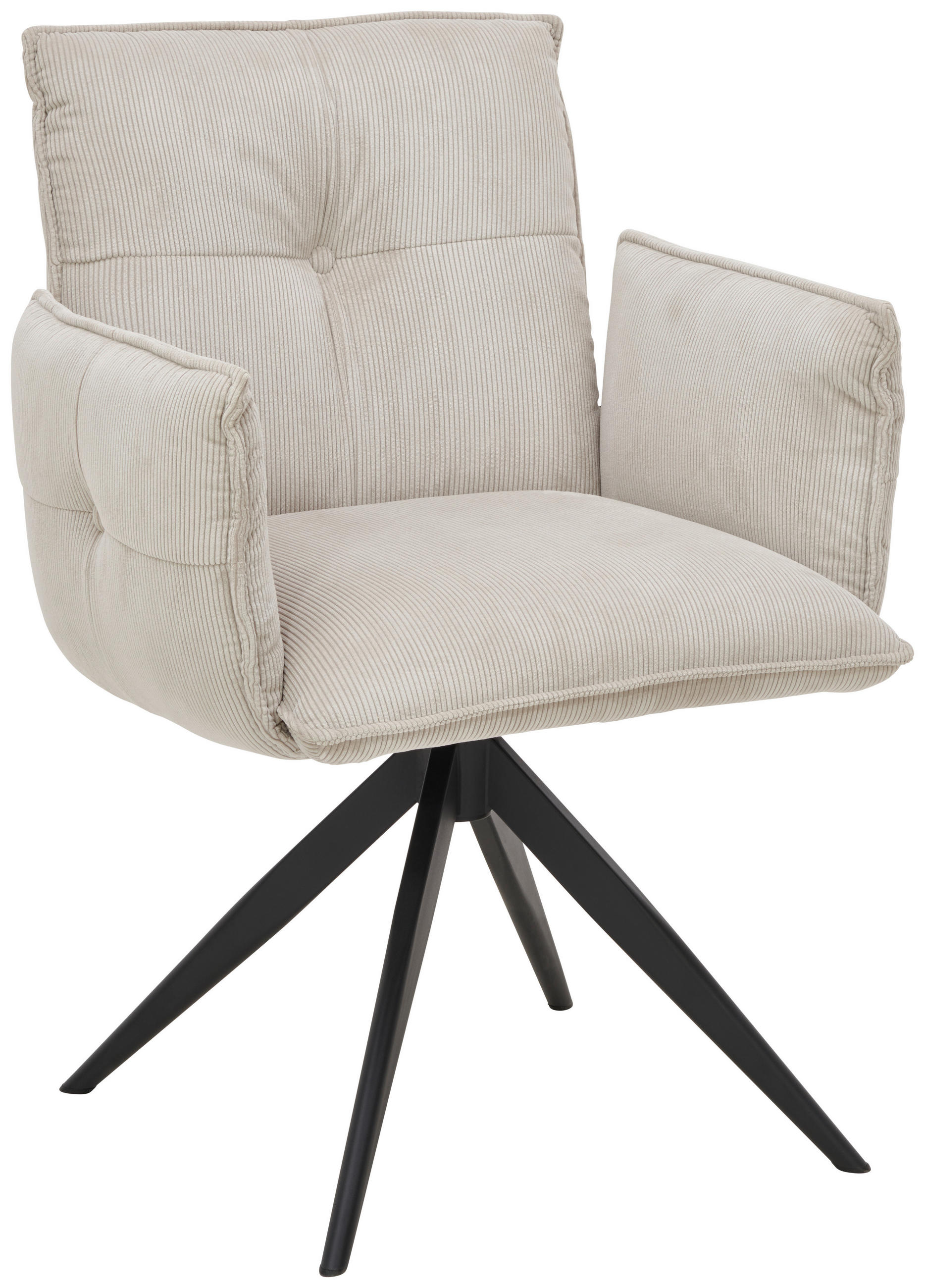 ARMLEHNSTUHL  in Eisen Cord  - Beige/Schwarz, Design, Textil/Metall (63,5/85/63,5cm) - Novel