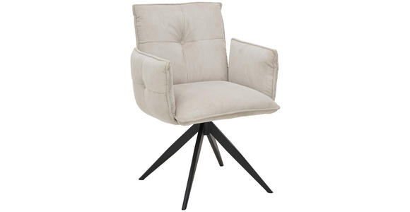 ARMLEHNSTUHL in Eisen Cord - Beige/Schwarz, Design, Textil/Metall (63,5/85/63,5cm) - Novel