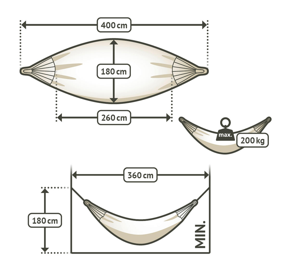 HÄNGEMATTE kingsize outdoor  - Türkis/Gelb, KONVENTIONELL, Textil (180/400cm) - La Siesta