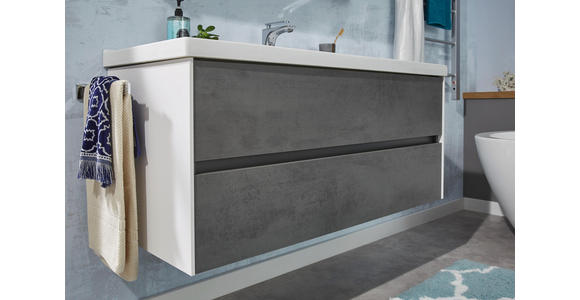 BADEZIMMER - Dunkelgrau/Weiß, Design, Glas/Keramik (121cm) - Dieter Knoll