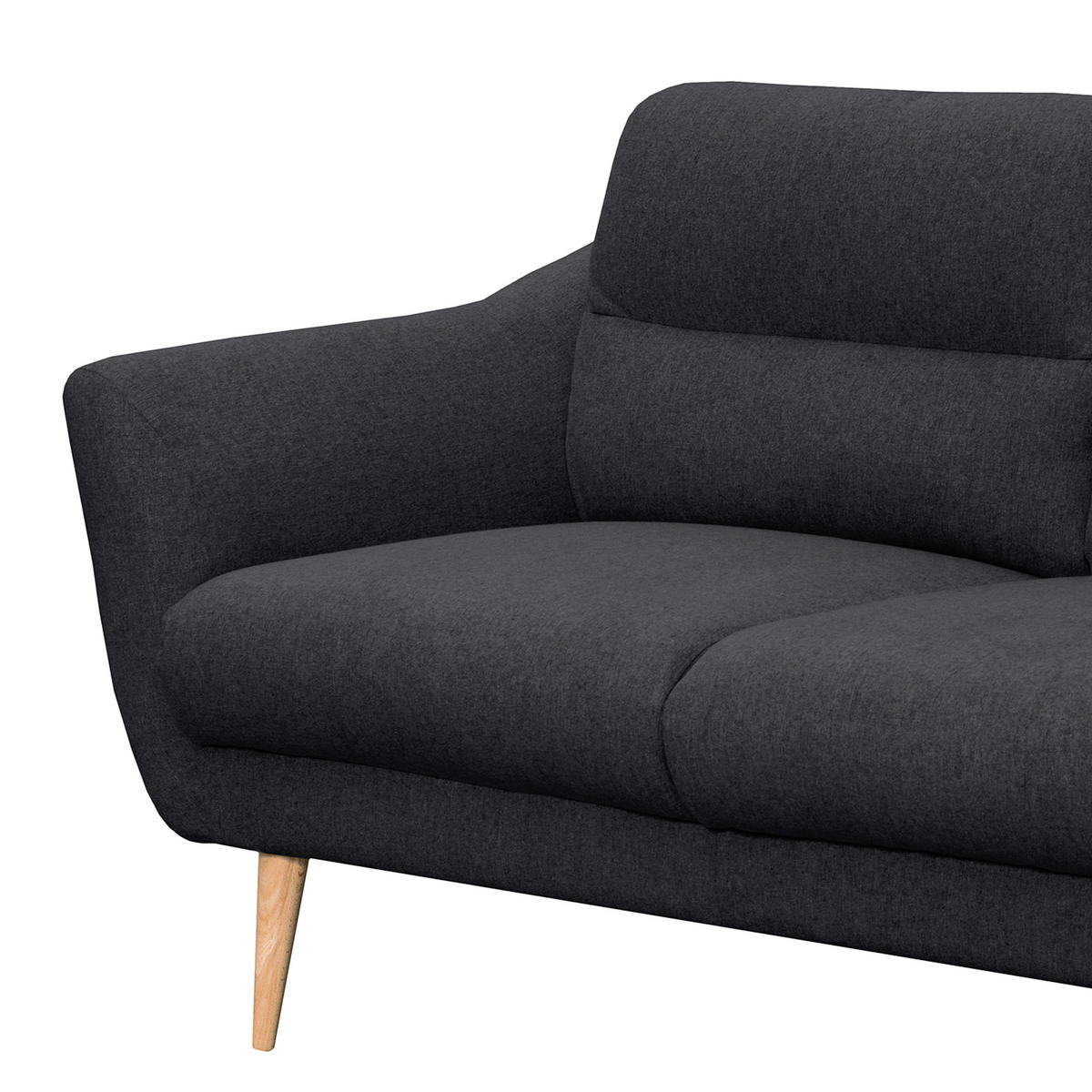2-SITZER-SOFA in Webstoff Anthrazit  - Anthrazit/Buchefarben, Design, Holz/Textil (158/87/88cm) - Livetastic