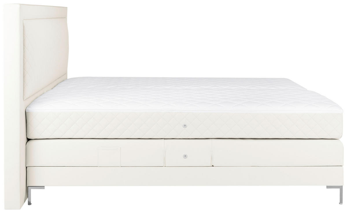 BOXSPRINGBETT 180/200 cm  in Weiss  - Weiss/Alufarben, Design, Textil/Metall (180/200cm) - Welnova