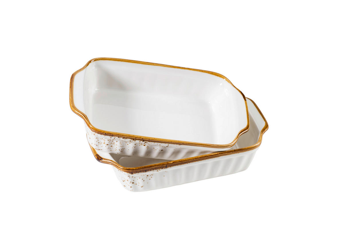 AUFLAUFFORM 24/14/4,8 cm   - Braun/Weiß, Basics, Keramik (24/14/4,8cm) - Mäser