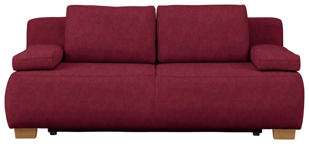BOXSPRINGSOFA in Webstoff Bordeaux  - Bordeaux/Naturfarben, MODERN, Holz/Textil (205/93/108cm) - Venda