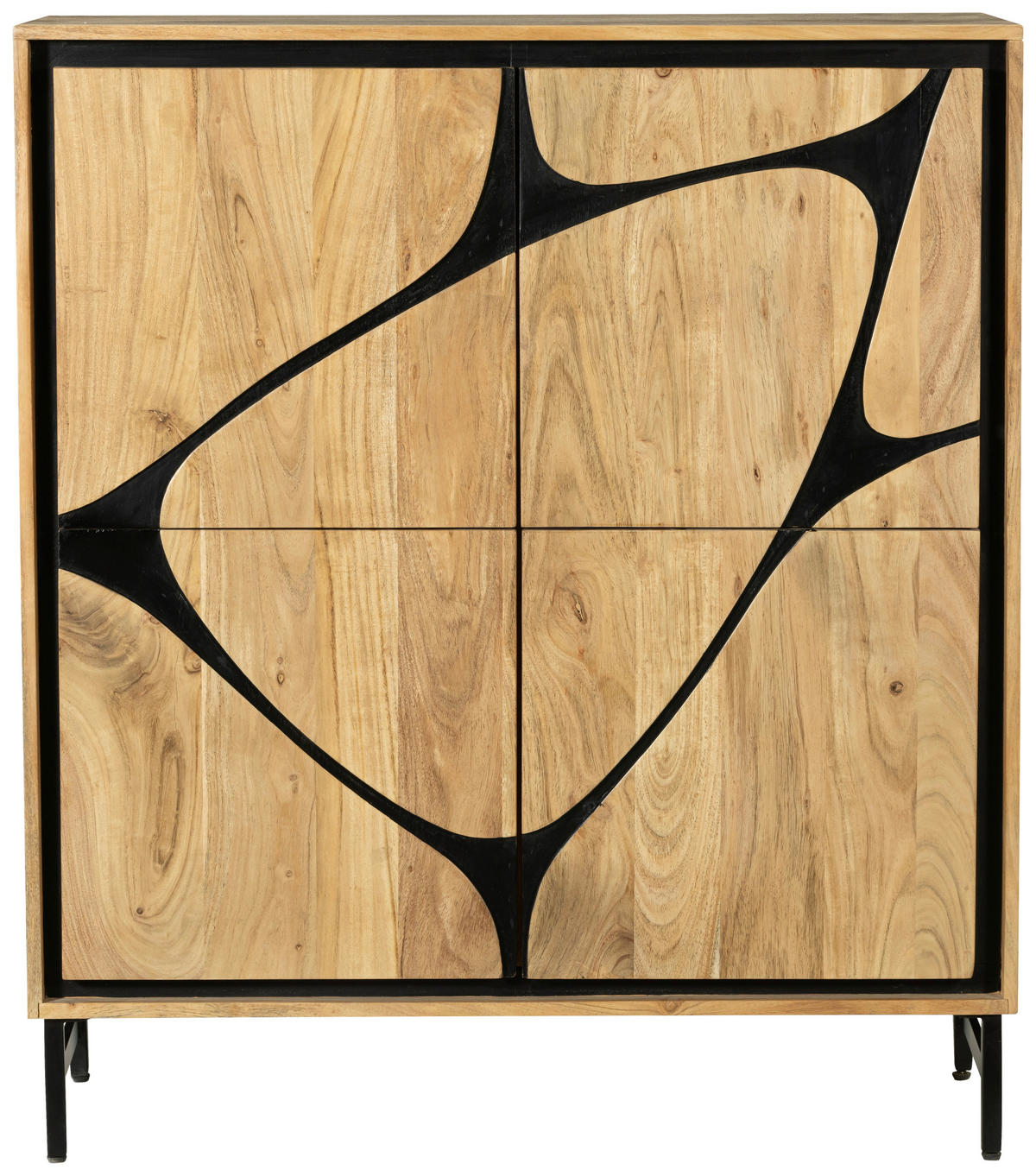KOMMODE  in 100/115/40 cm  - Schwarz/Akaziefarben, Design, Holz/Metall (100/115/40cm) - Ambia Home