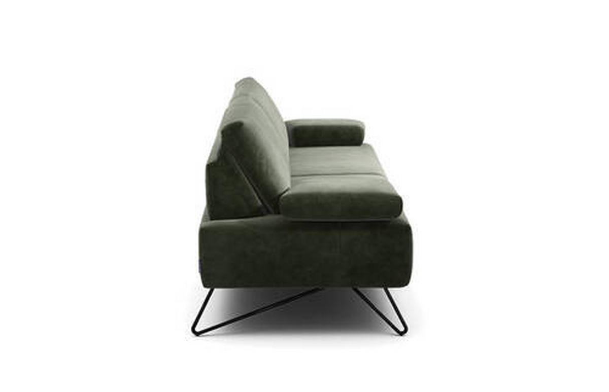 2,5-SITZER Samt Waldgrün  - Waldgrün/Schwarz, Design, Textil/Metall (204-234/85/86-94cm) - SENSOO