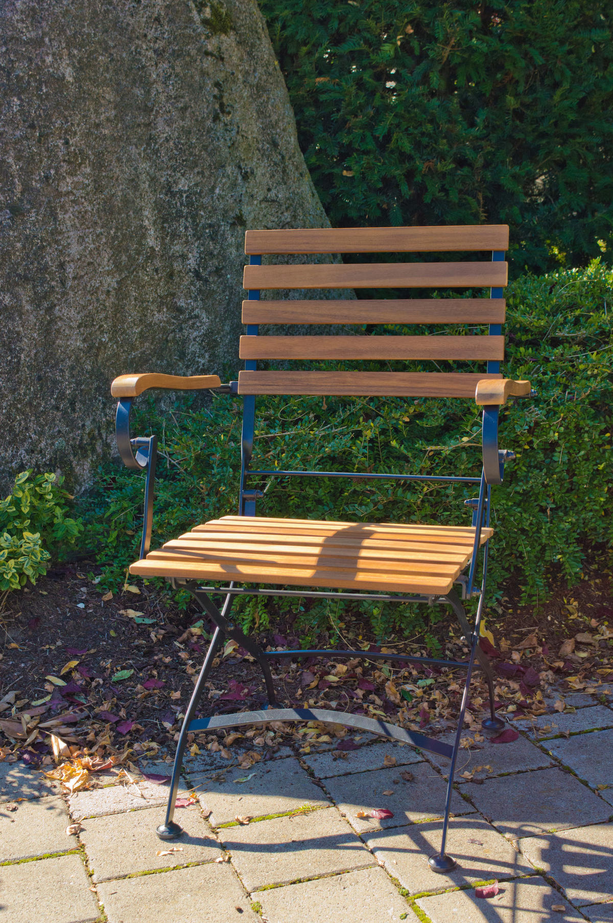 GARTENKLAPPSESSEL-SET in Holz, Metall Anthrazit, Akaziefarben  - Anthrazit/Akaziefarben, Basics, Holz/Metall (55/89/58cm) - Gardenson
