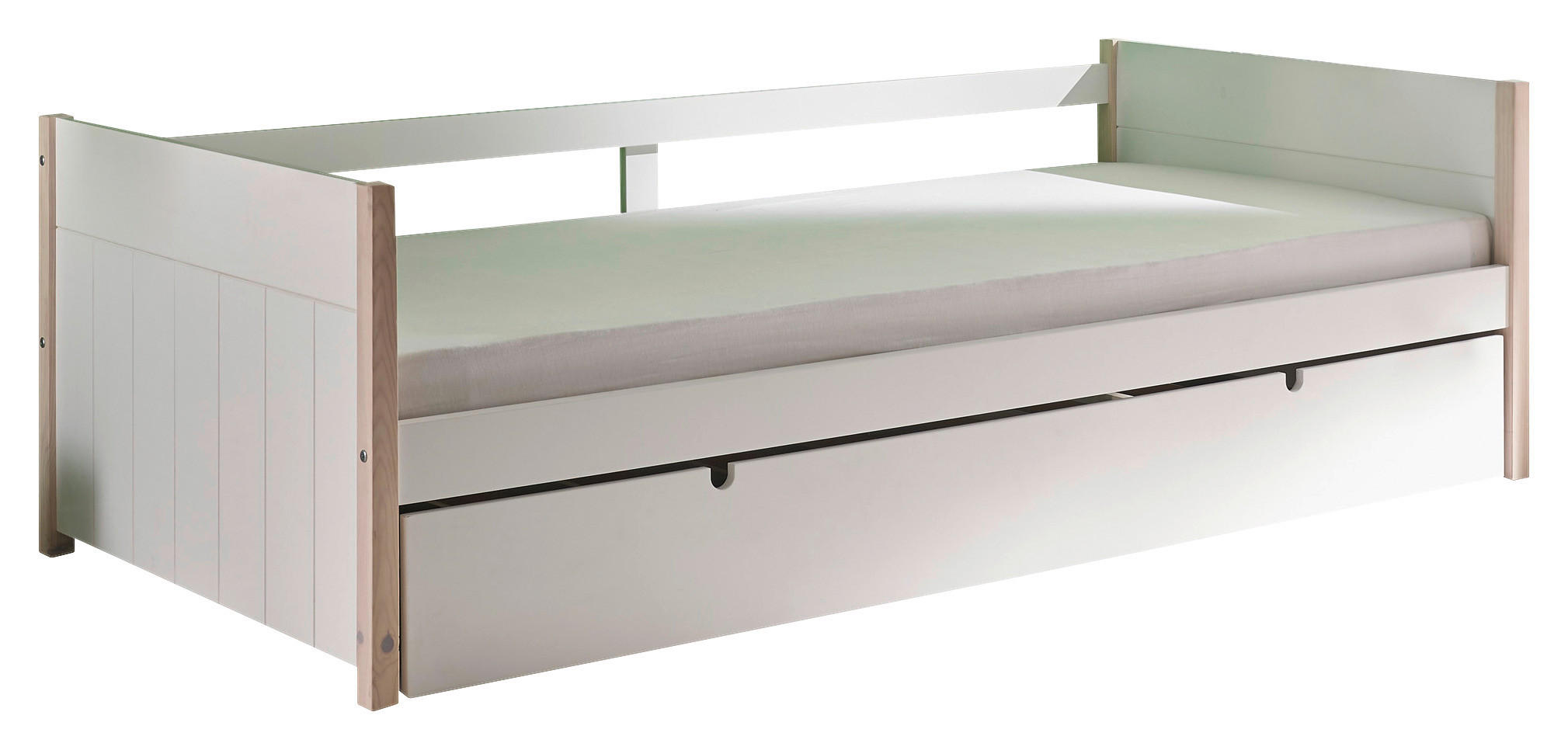 AUSZIEHBETT 90-180/200 cm  in Weiß, Kieferfarben  - Naturfarben/Weiß, KONVENTIONELL, Holz/Holzwerkstoff (90-180/200cm) - Xora