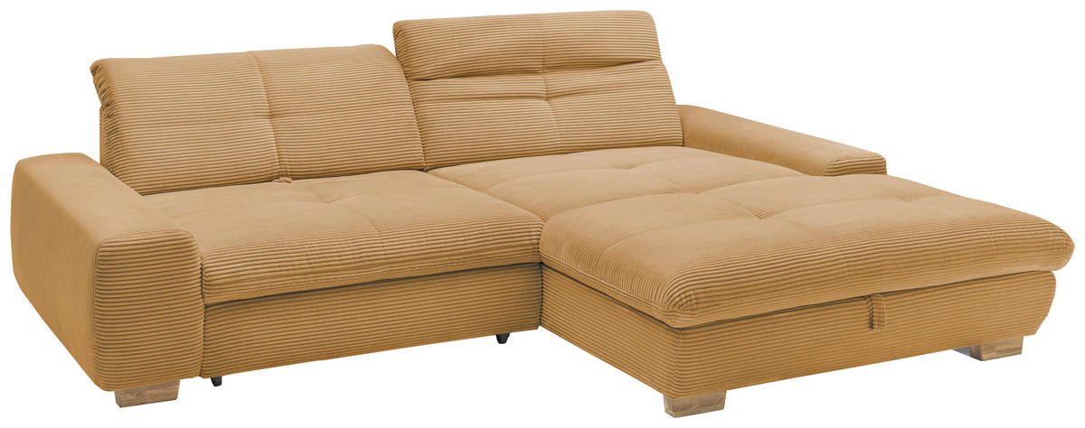 ECKSOFA Honig Cord  - Eichefarben/Honig, Design, Holz/Textil (276/198cm) - SetOne by Musterring