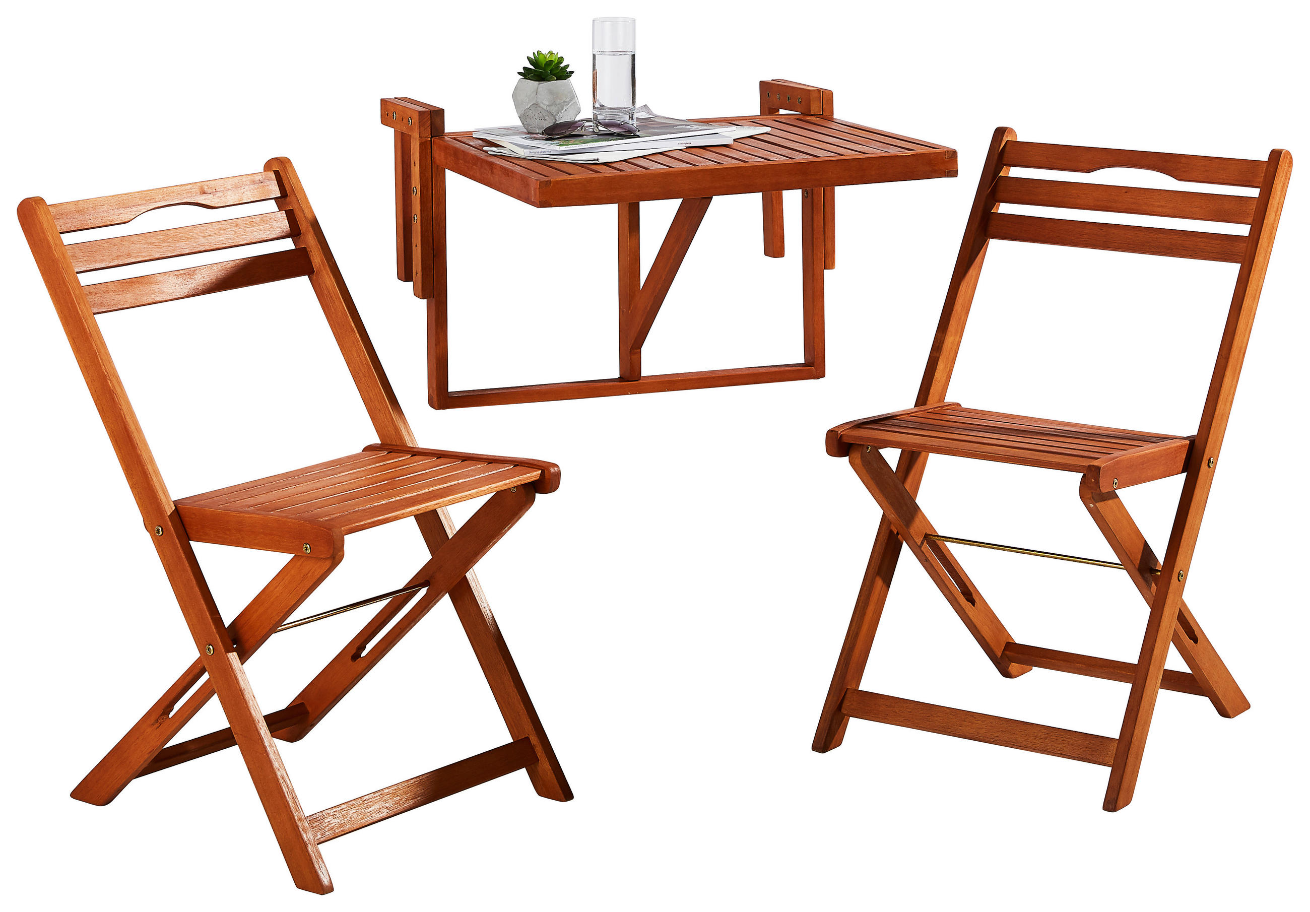 SADA NA BALKON 3dílné,  - hnědá, Lifestyle, dřevo (60/40/49cm) - Gardenson