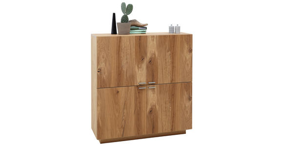 HIGHBOARD 112/119,5/38 cm - Eichefarben/Alufarben, KONVENTIONELL, Holz/Metall (112/119,5/38cm) - Voleo